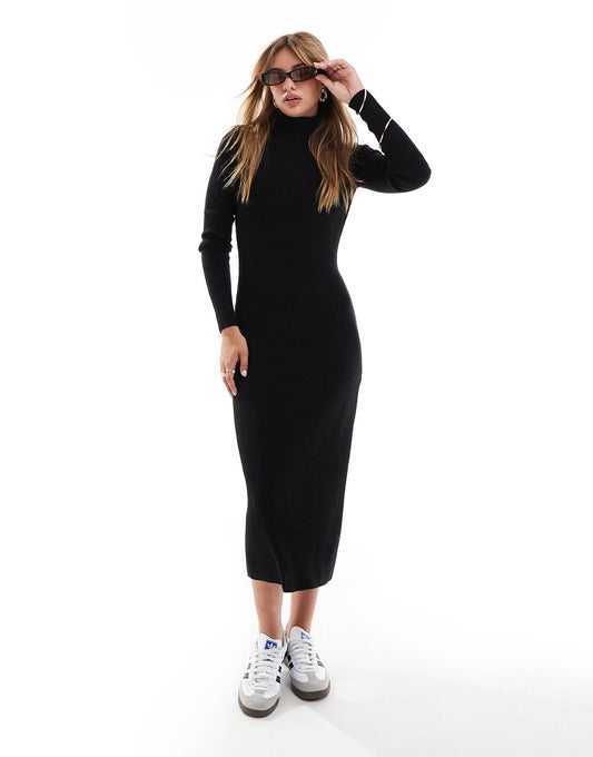 High Neck Knitted Midi Dress