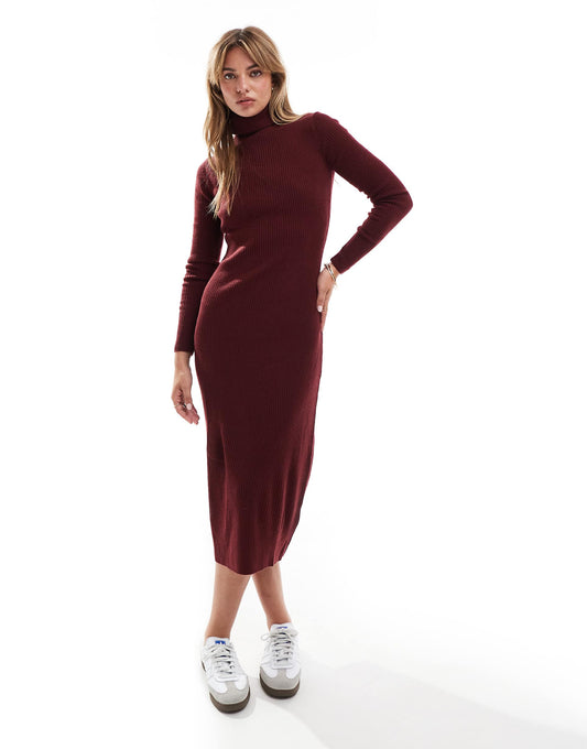 High Neck Knitted Midi Dress