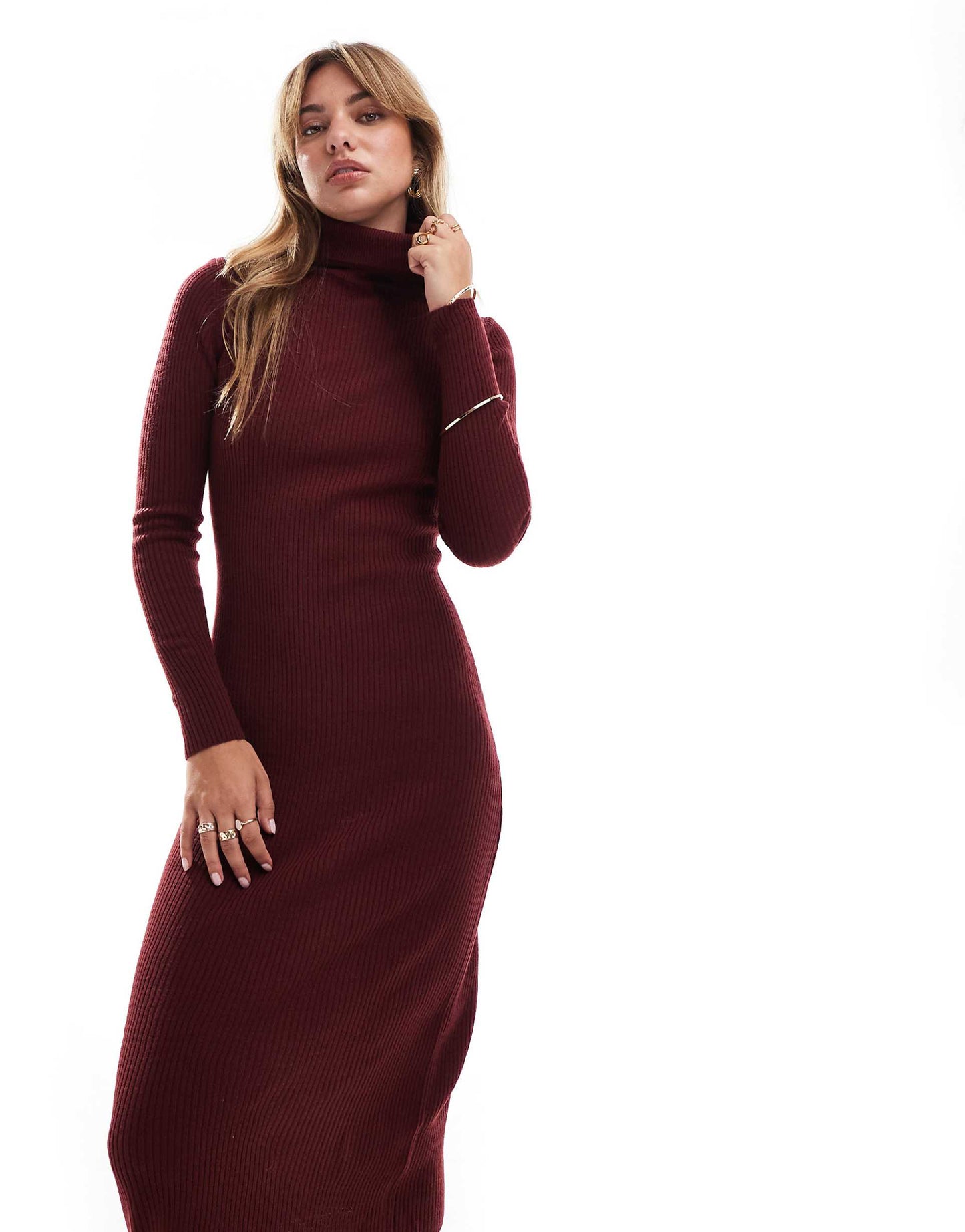 High Neck Knitted Midi Dress