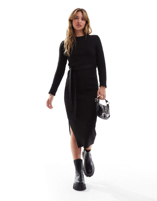 Knitted Midi Dress With Slit