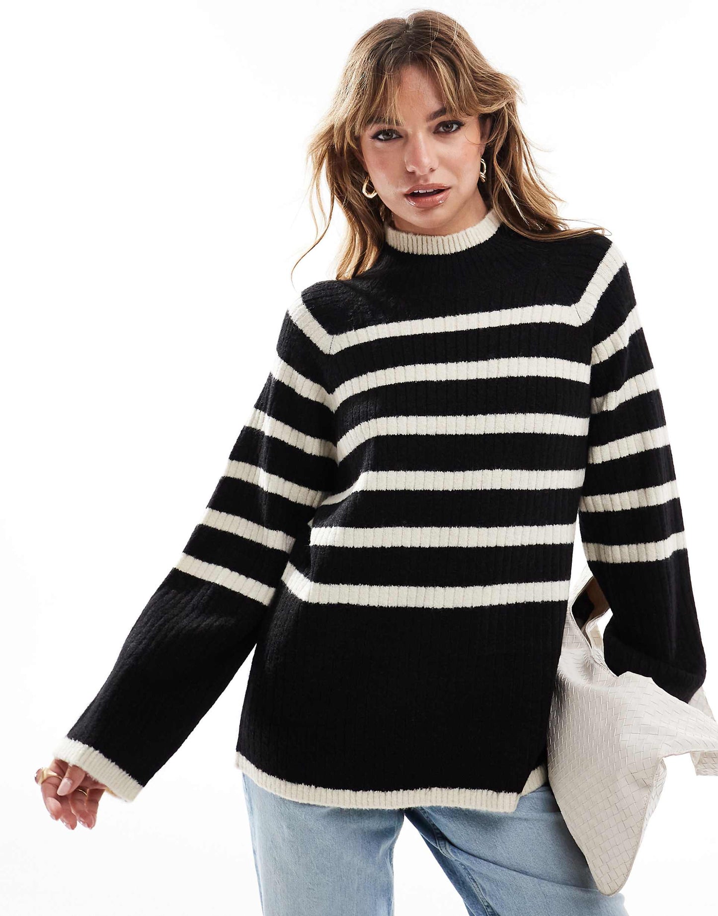 Chunky Rib Stripe Crew Neck Jumper