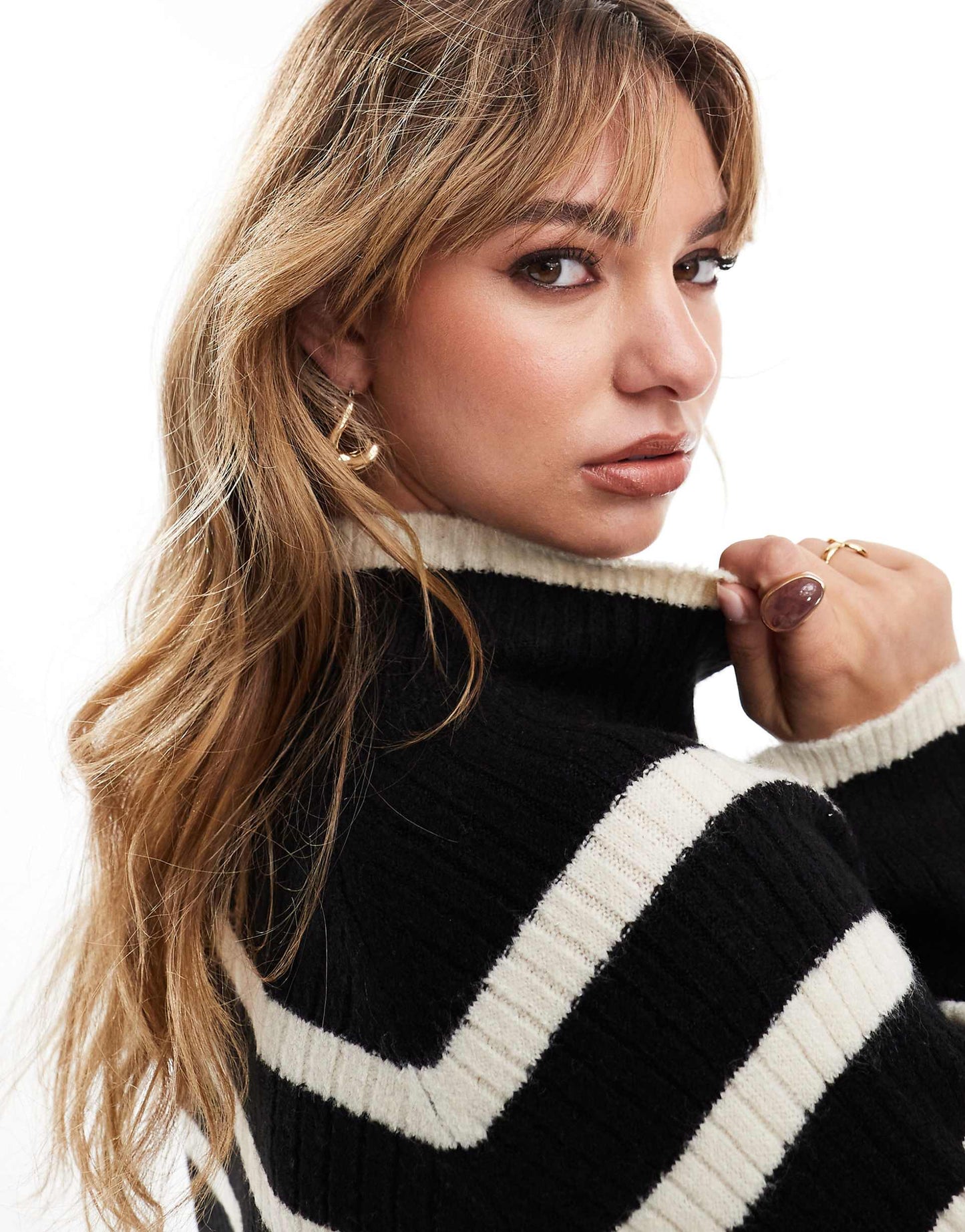 Chunky Rib Stripe Crew Neck Jumper