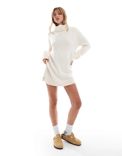 Knitted Roll Neck Mini Jumper Dress
