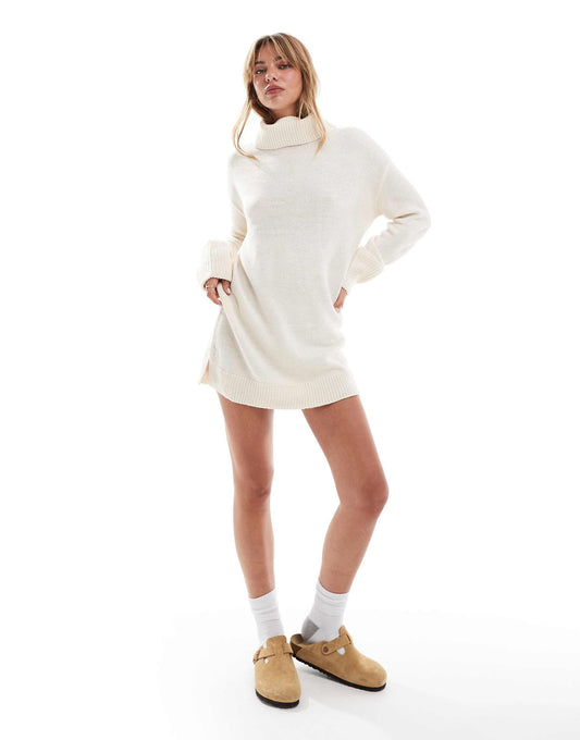 Knitted Roll Neck Mini Jumper Dress