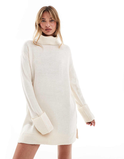 Knitted Roll Neck Mini Jumper Dress