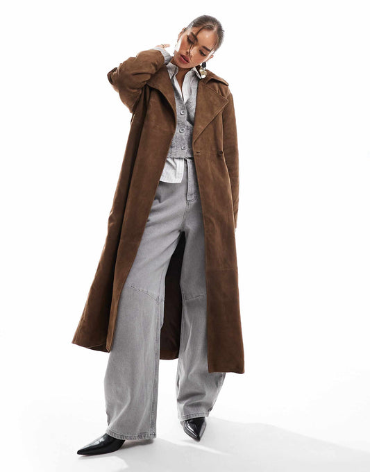 Premium Suede Trench Coat