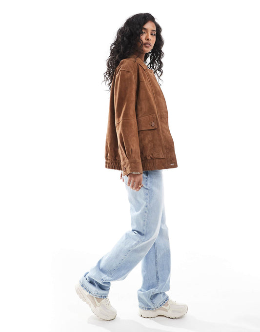 Real Suede Oversized Bomber