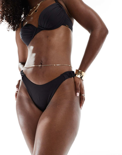 Ruched Tanga Bikini Bottom