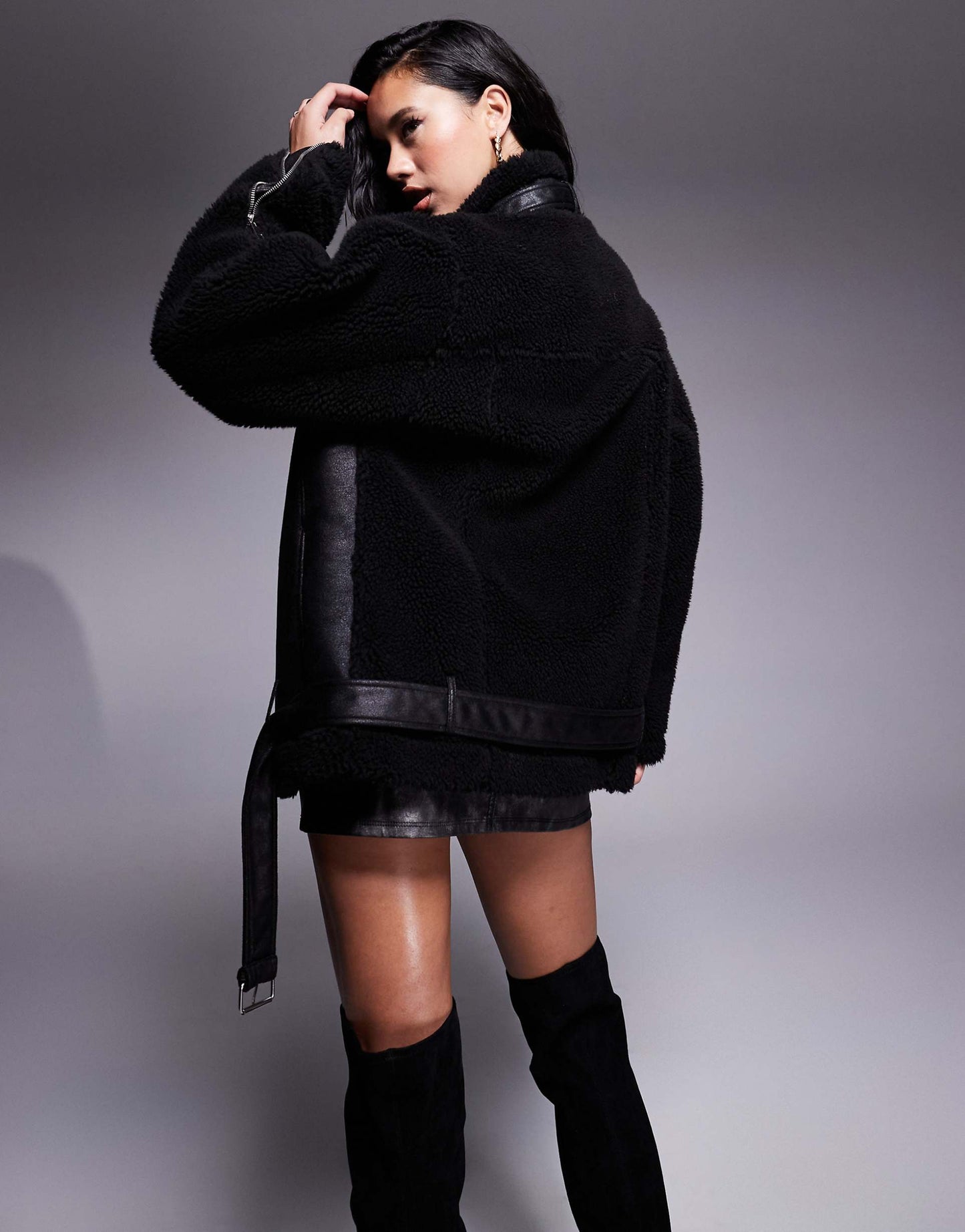 Oversized Faux Shearling Deep Cuff Jacket