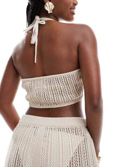 Knitted Halter Crop Top Co-Ord
