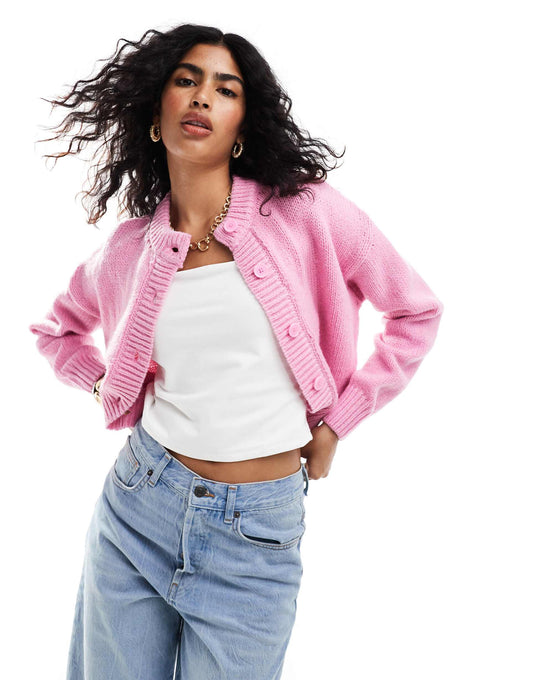 Crop Crew Neck Cardigan