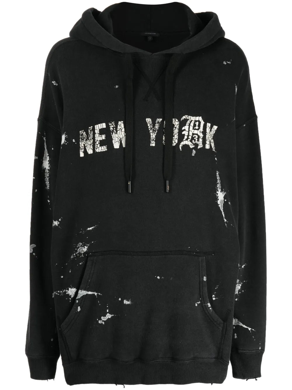 Slogan-Print Distressed Hoodie