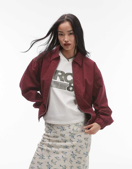 Oversized Cotton Collar Bomber Jacket