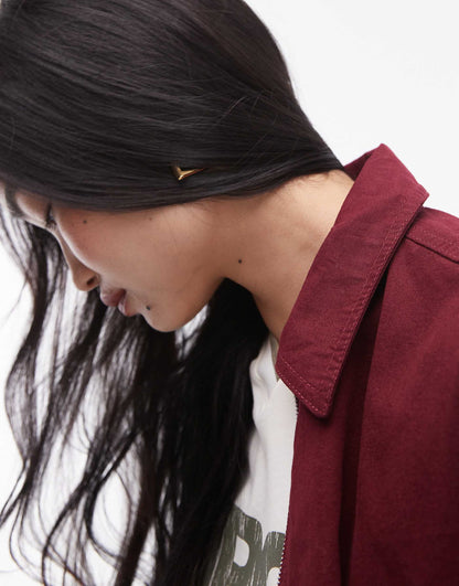 Oversized Cotton Collar Bomber Jacket
