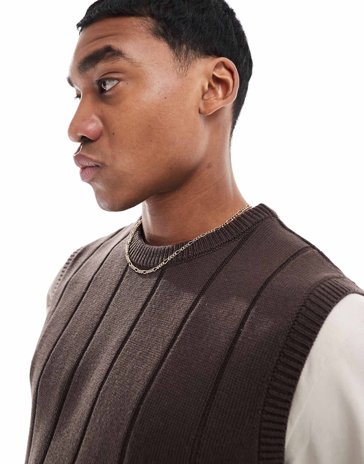Ribbed Crew Neck Knitted Vest