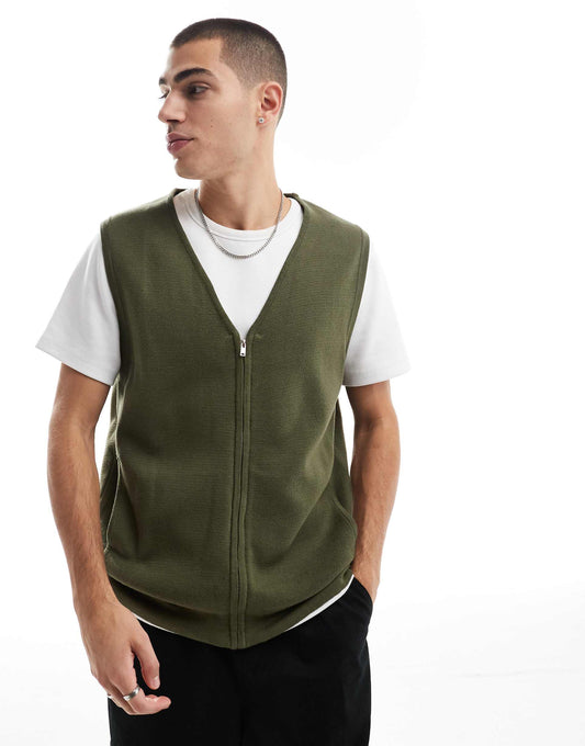 Knitted Zip Up Gilet