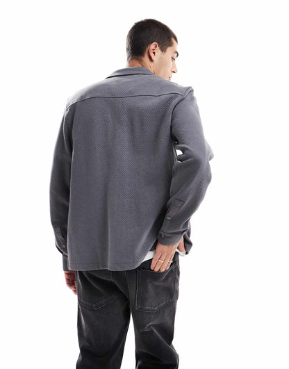 Full Zip Textured Overshirt