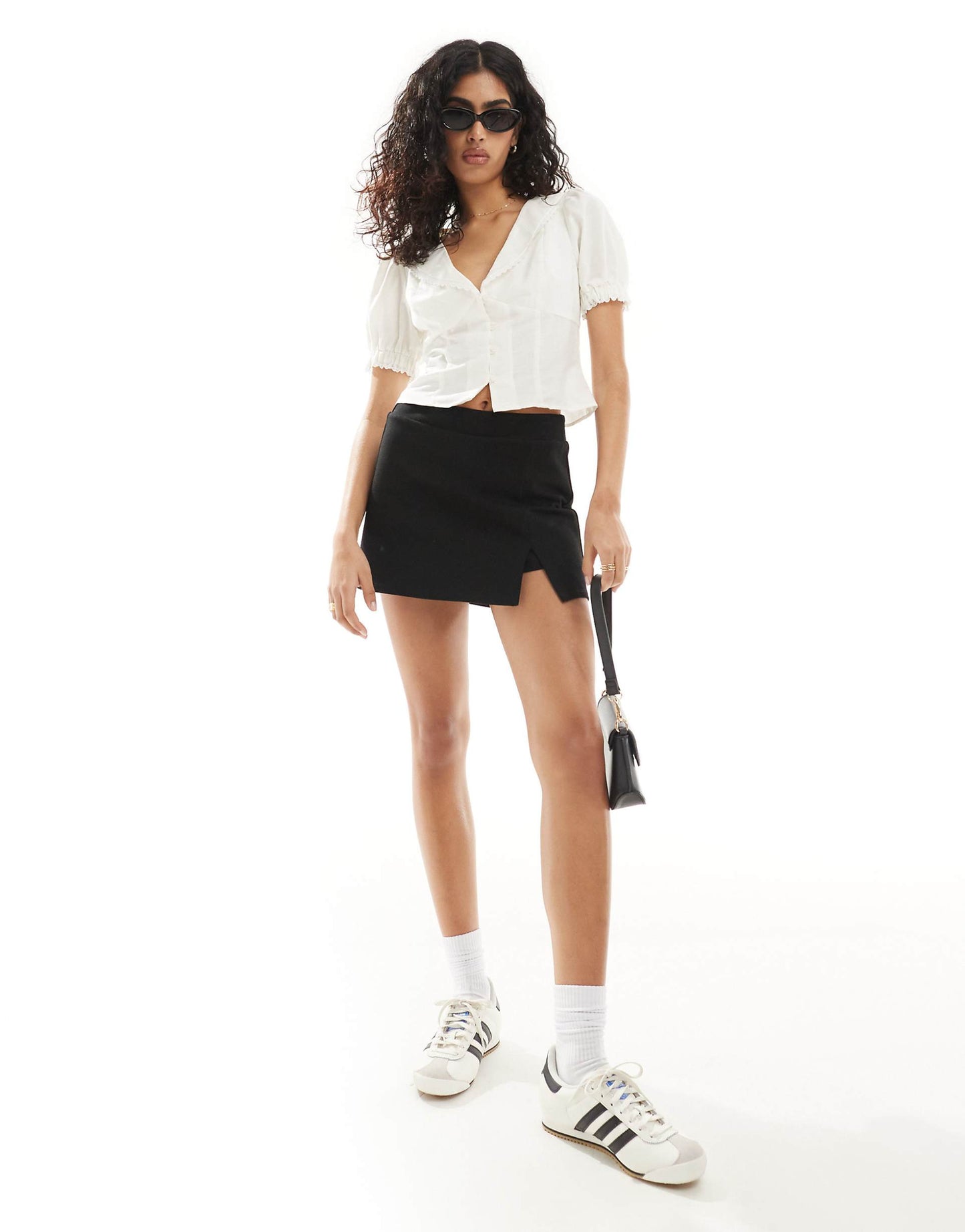 Linen Mix Blouse With Broderie Trim