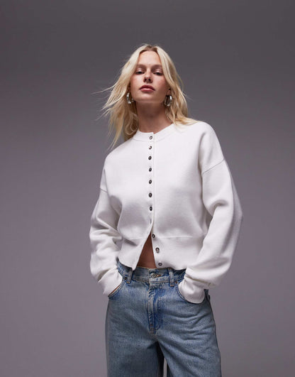 Knitted Compact Fitted Waist Cardigan