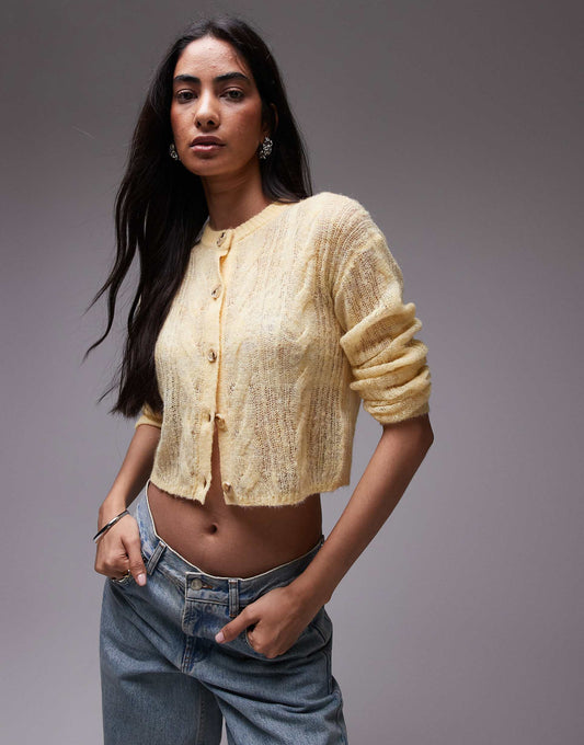 Knitted Sheer Cable Cardi