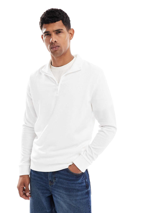 Textured Half Zip Sweatshirt