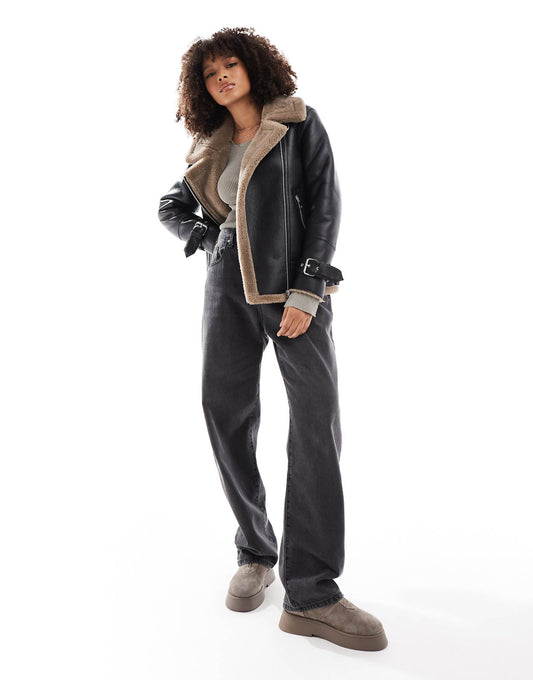 Faux Fur Aviator Jacket