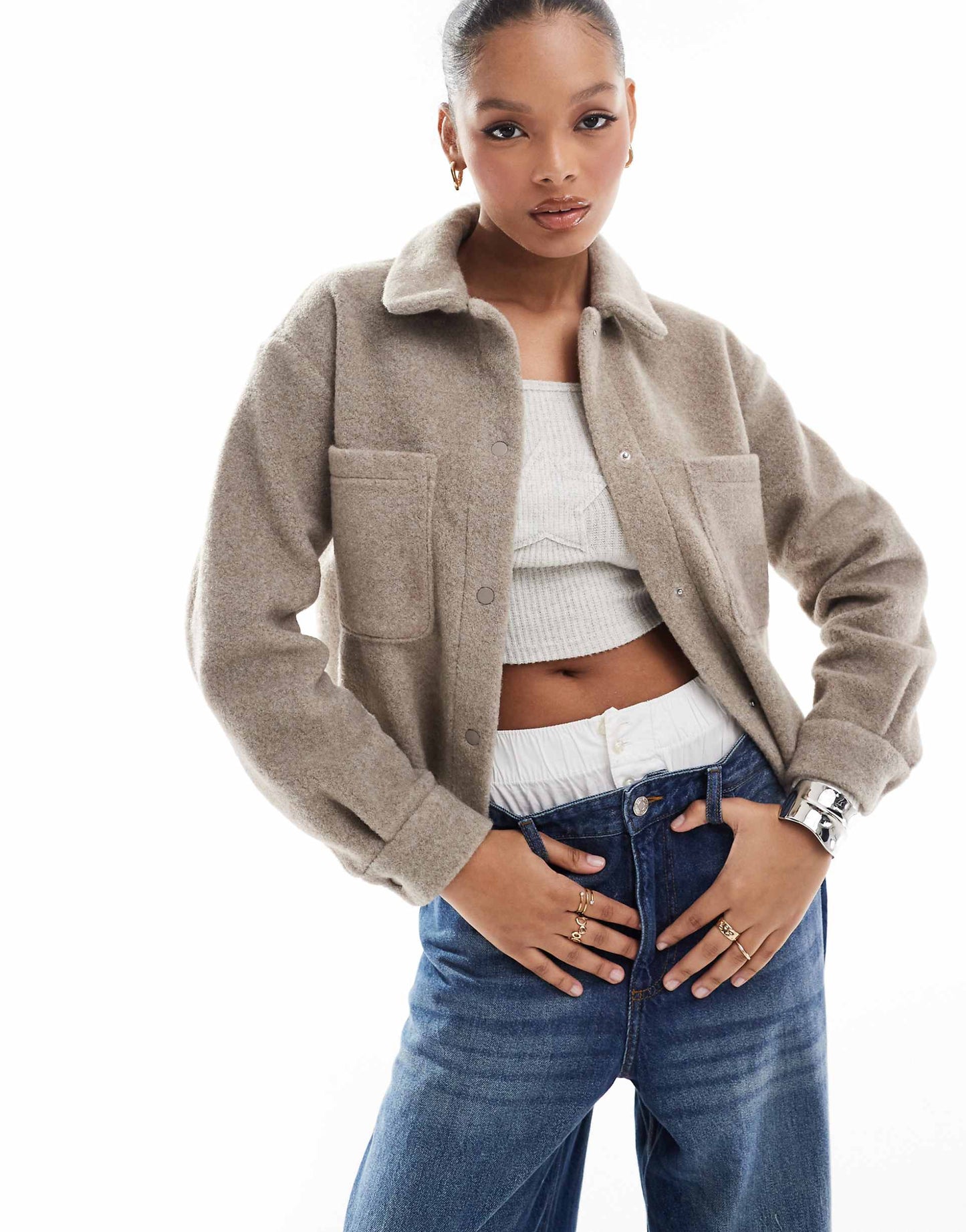 Cropped Knitted Shacket