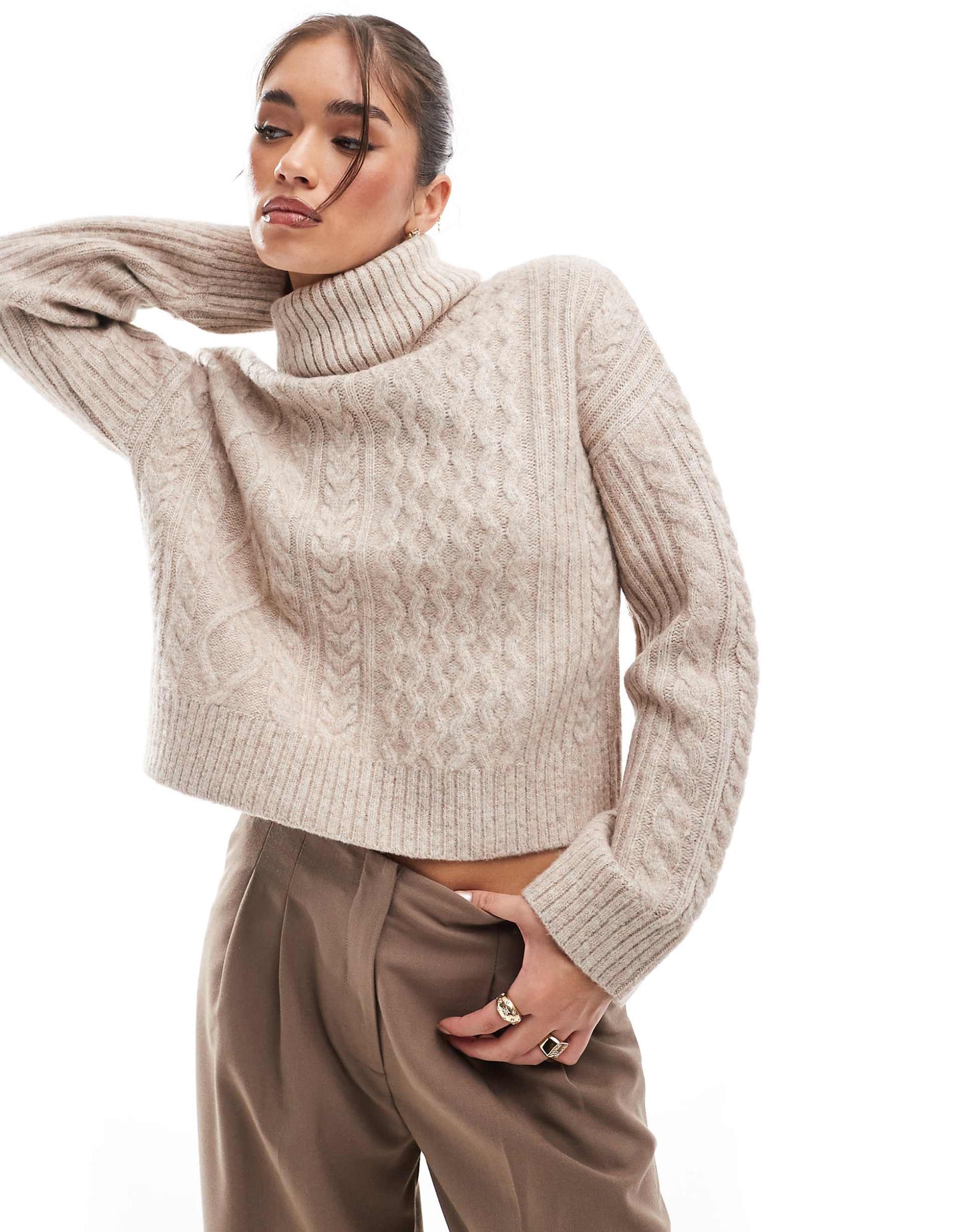 Cable Roll Neck Jumper