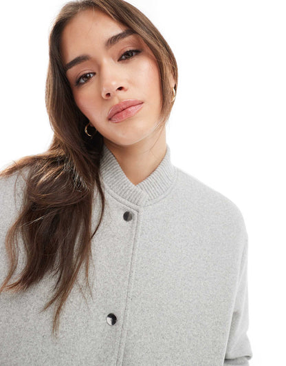 Knitted Cropped Bomber Jacket