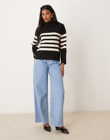 Stand Neck Stripe Jumper