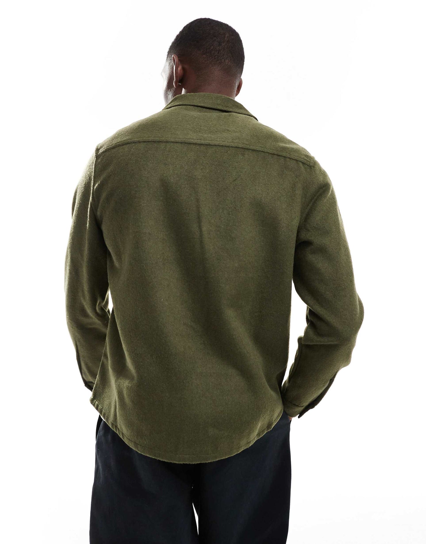 Brushed Wool Look Overshirt With Revere Collar