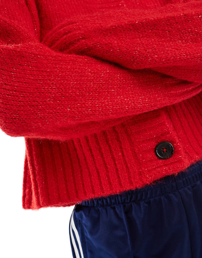 Fluffy Textured Crew Neck Cardigan