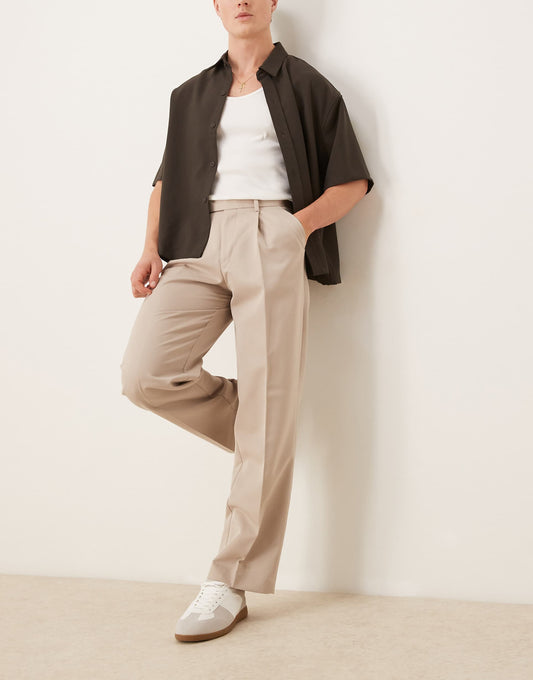 Smart Wide Leg Trousers With Front Pleat