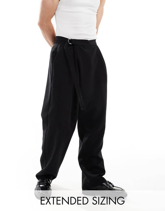 Smart Wide Leg Trousers With Crossover Side Belt