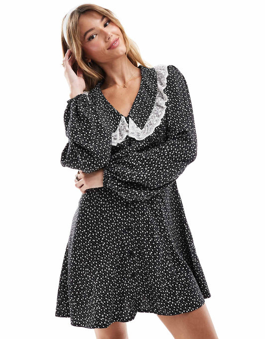 Lace Collar Mini Tea Dress