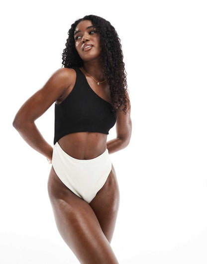 Exclusive One Shoulder Cut Out Swimsuit