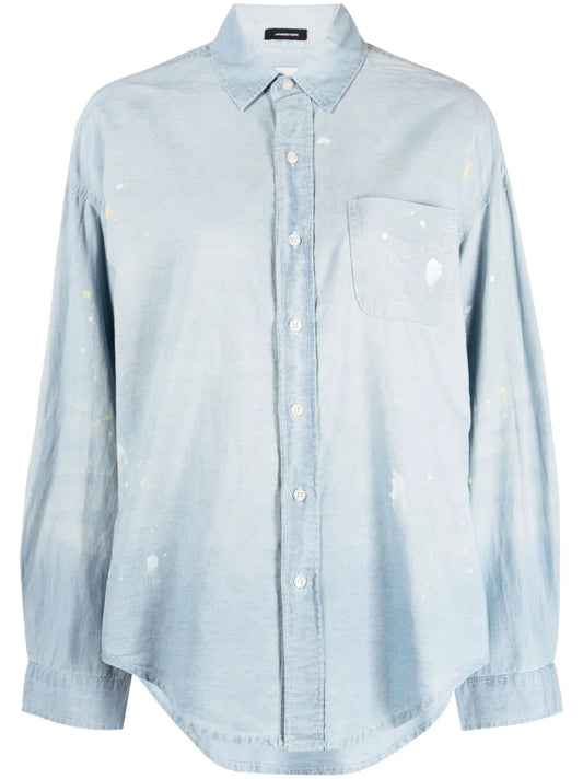 Paint-Splatter Chambray Shirt