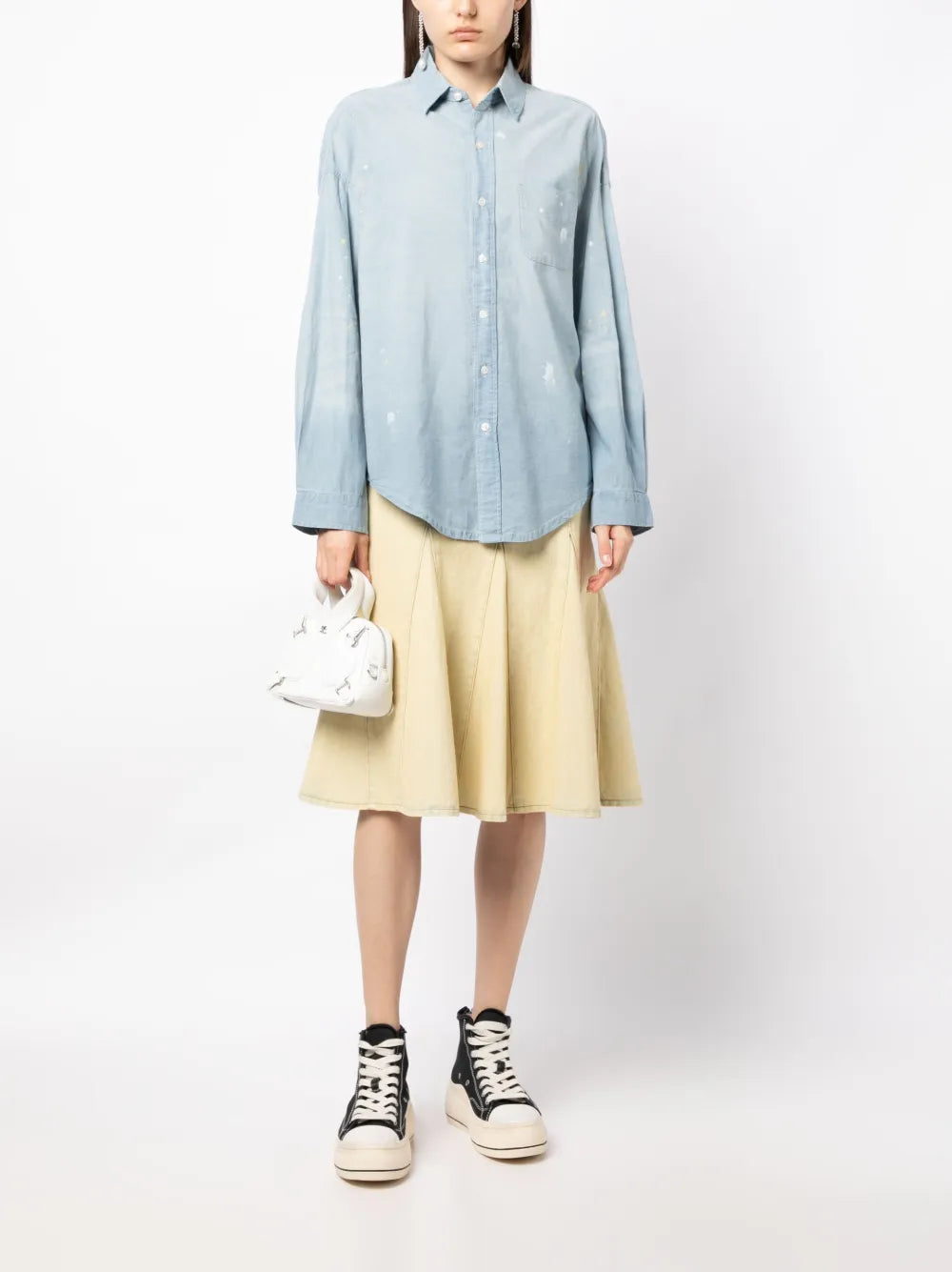 Paint-Splatter Chambray Shirt