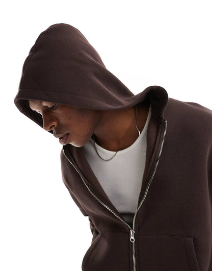 Boxy Oversized Zip Through Hoodie