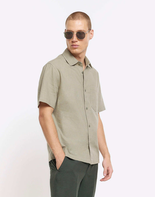 Slim Fit Linen Blend Shirt