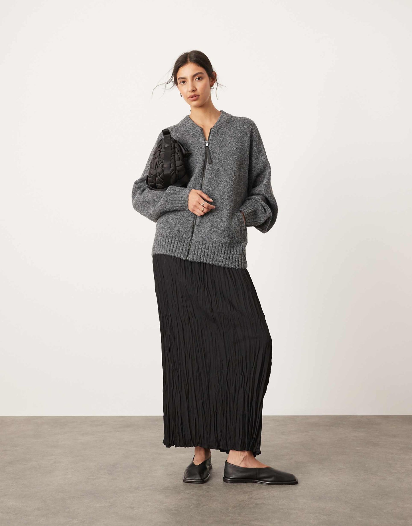 Compact Knit Zip Through Jumper
