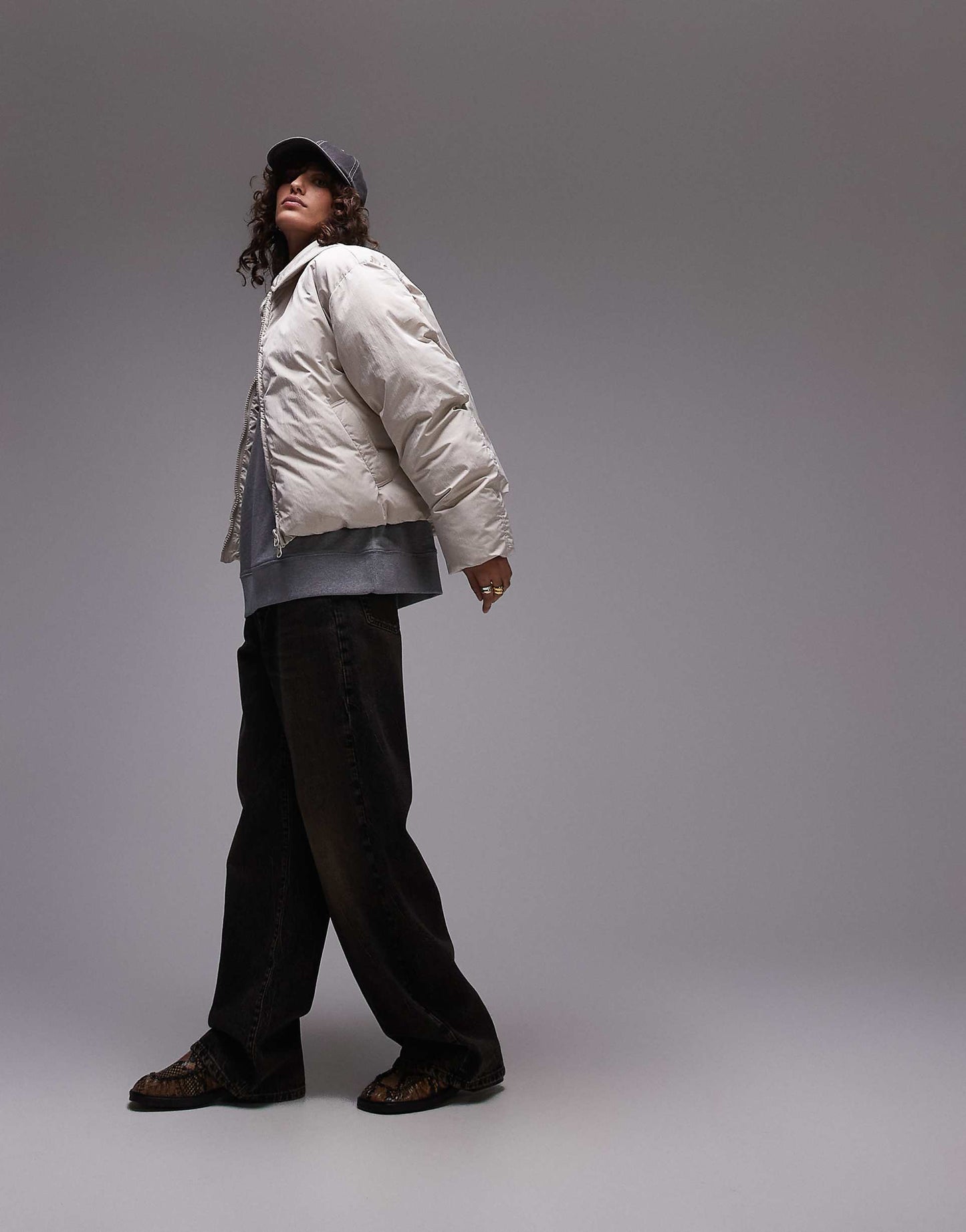 Collar Cropped Puffer Jacket