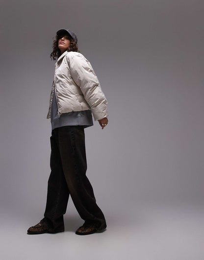 Collar Cropped Puffer Jacket