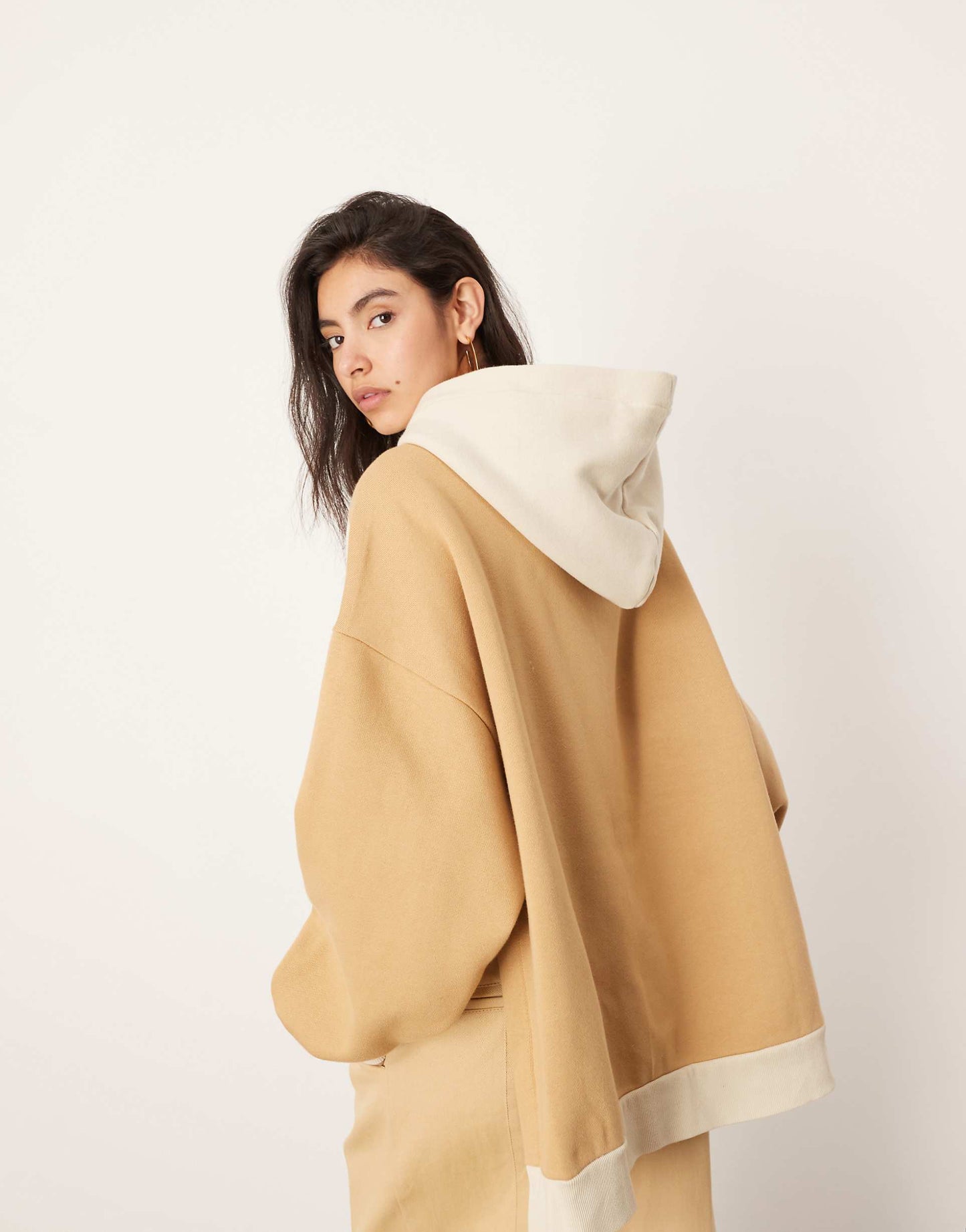 Oversized Split Hem Colourblock Hoodie