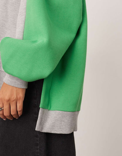 Oversized Split Hem Colourblock Hoodie