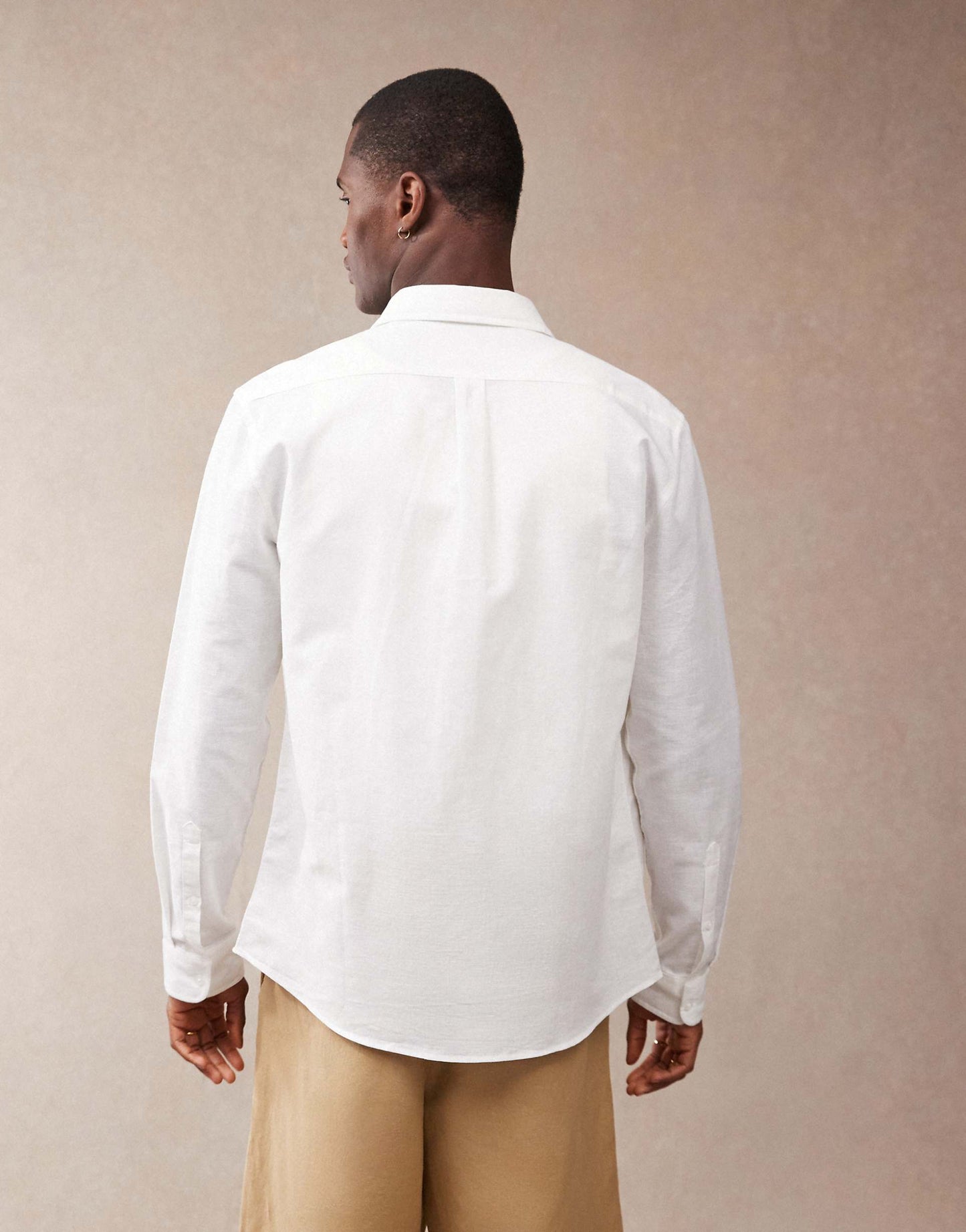 Smart Linen Blend Regular Shirt With Cutaway Collar