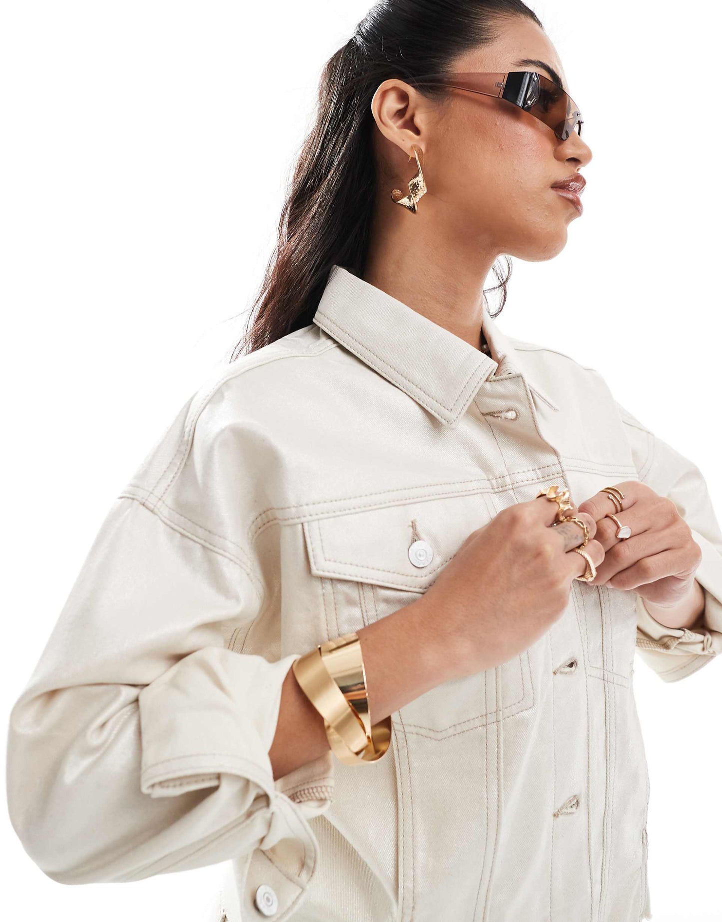 Metallic Denim Jacket Co-Ord
