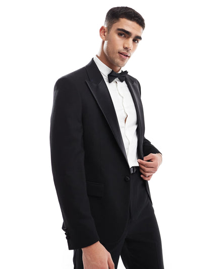 New Skinny Tuxedo Suit Jacket With Low Break