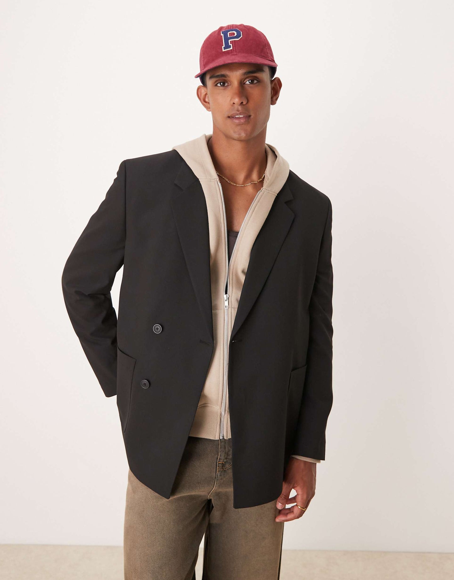 Boxy Double Breasted Slouchy Suit Jacket
