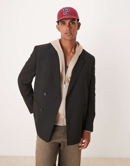 Boxy Double Breasted Slouchy Suit Jacket